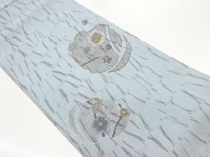 板締め絞り相良刺繍花々に抽象模様洒落袋帯